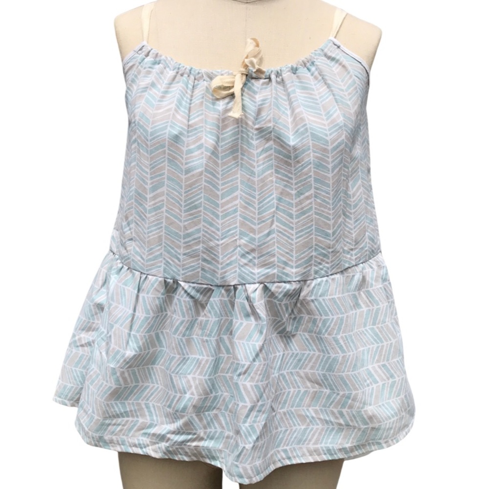 Craftsville Lightweight Cotton Peplum Chevron Blouse Sz M